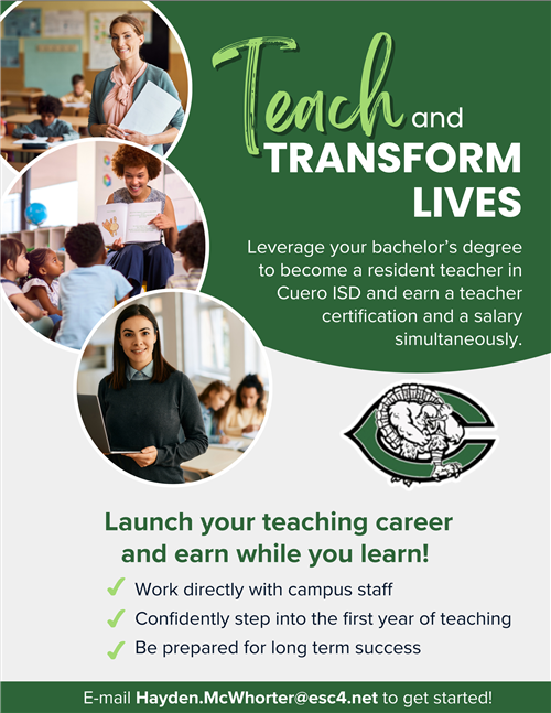 Launch your teaching career and earn while you learn! Please see the flyer for more details. Contact hayden.mcwhorter@esc4.ne